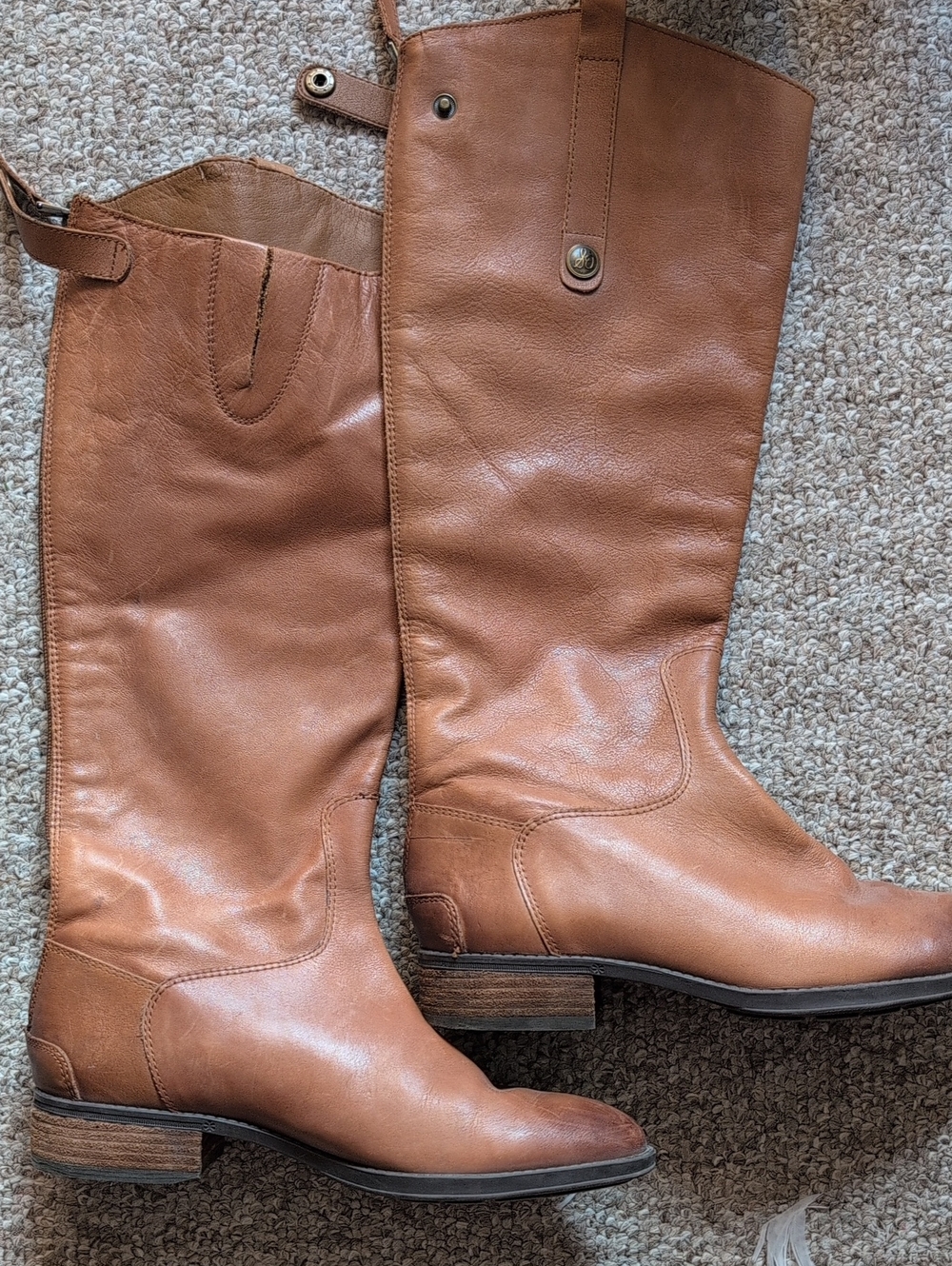 Sam Edelman Tall Leather -Knee Boots - Cognac Brown